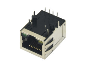 RJ45 Modular Jack with LED/Transformer (Right PCB Mount)