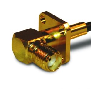 4-Hole Flange Panel Mount SMA Cable Connector Right Angle (Jack,Female,50Ω) RG-316 Amphenol 132321
