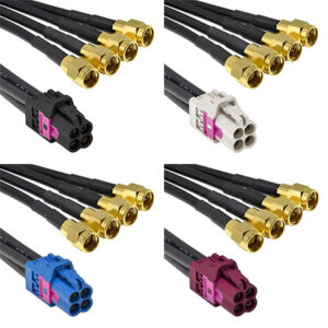 Mini FAKRA A Type Jack To SMA Plug Male×4